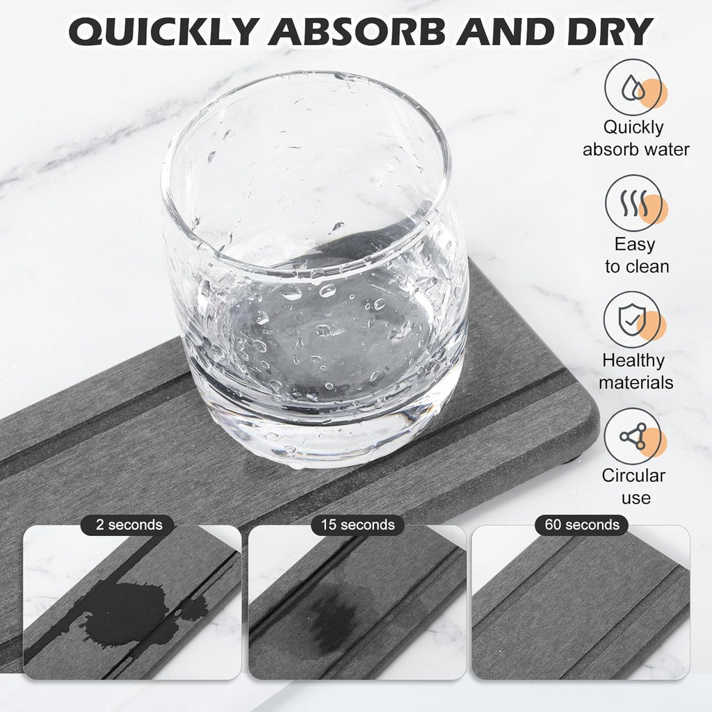 Stone Drying Trays by [Brand Name] - Water Absorbing Diatomaceous Earth Soap Dish & Coaster Set | 4PCS