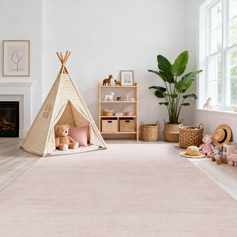 BILEEHOME Light Pink Rug 5x7 for Nursery Bedroom,Abstract Cute Modern Washable Boho Area Rugs for Girls Room,Blush