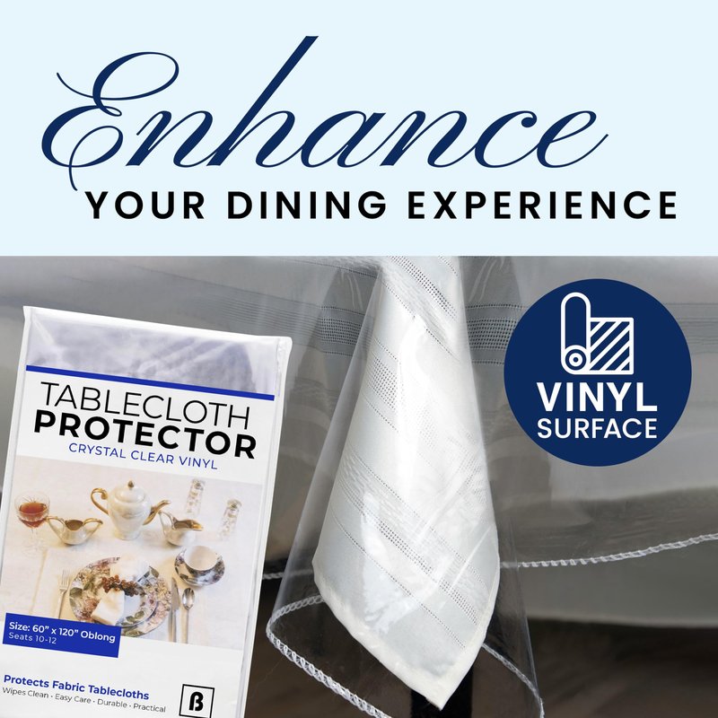 Broder Heavy Duty Clear Plastic Table Cover Protector Rectangle 60x120 – Waterproof, Oil Proof, Wipeable Vinyl Tablecloth Protector, Thick PVC, for Dining Room, Kitchen, Desk, Office, Everyday Use