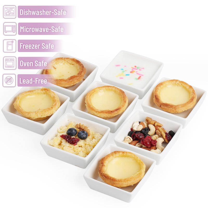 BTaT- Ramekins, Square, 4 oz, Set of 8, Oven Safe Ramekins