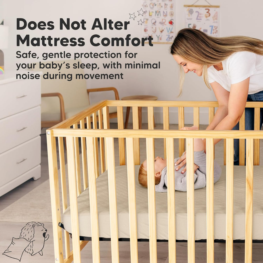 Skiennix Waterproof Crib Mattress Protector Cover - Soft Quilted Cotton, 52" x 28", Machine Washable, Easy Fit