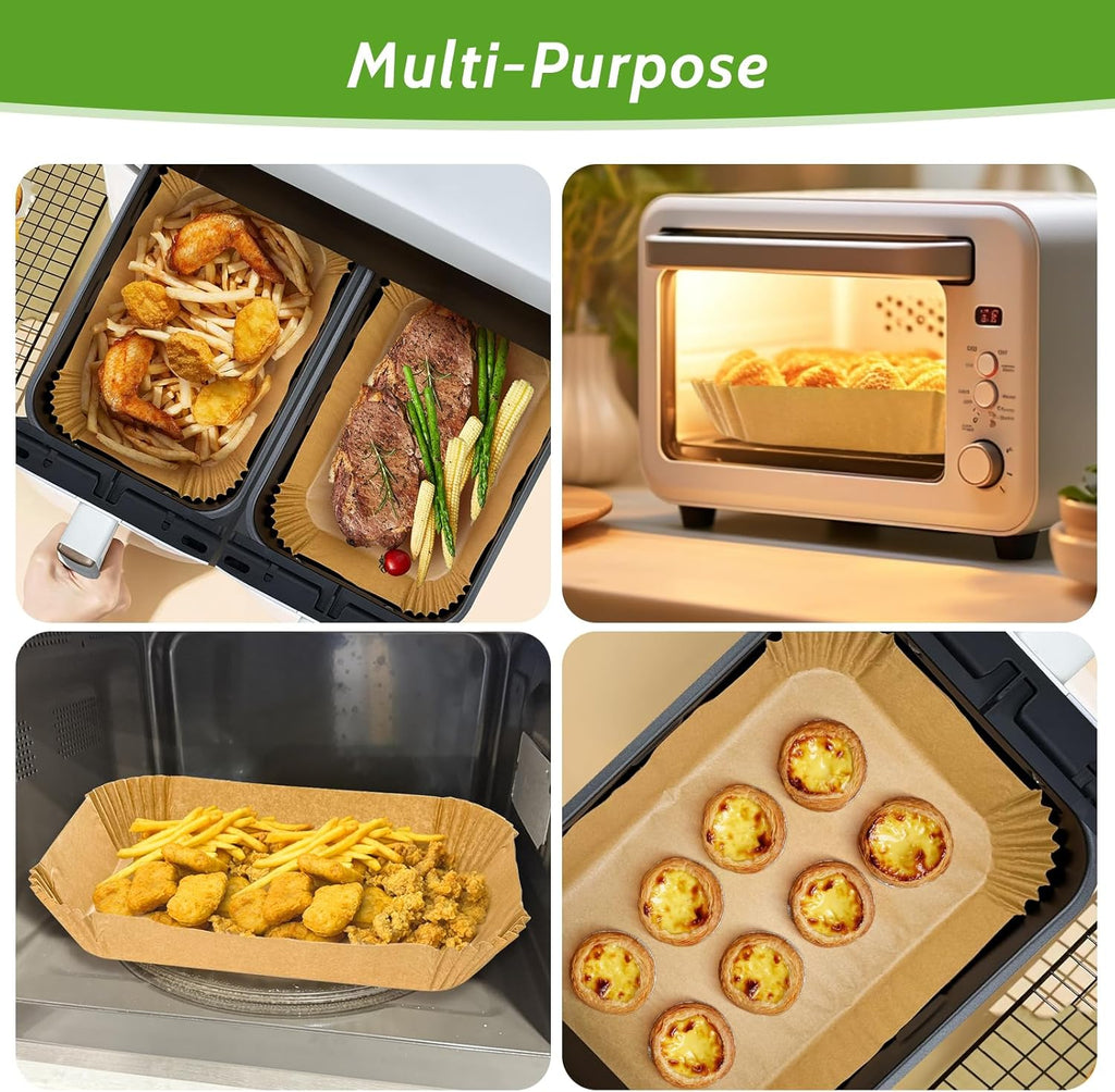 Unbleached Heavy Duty Air Fryer Paper Liners by 360 Pcs - Non-Stick & Non-Leak | 8.7" x 5.5" Size