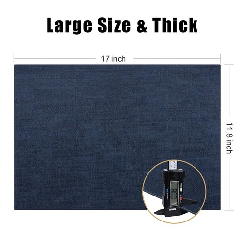 Homaxy Faux Leather Heat Resistant Placemats for Dining Table Set of 8, Waterproof Wipeable Washable PU Table Mats, Easy to Clean Anti-Slip Place Mats, 11.8" x 17", Navy Blue