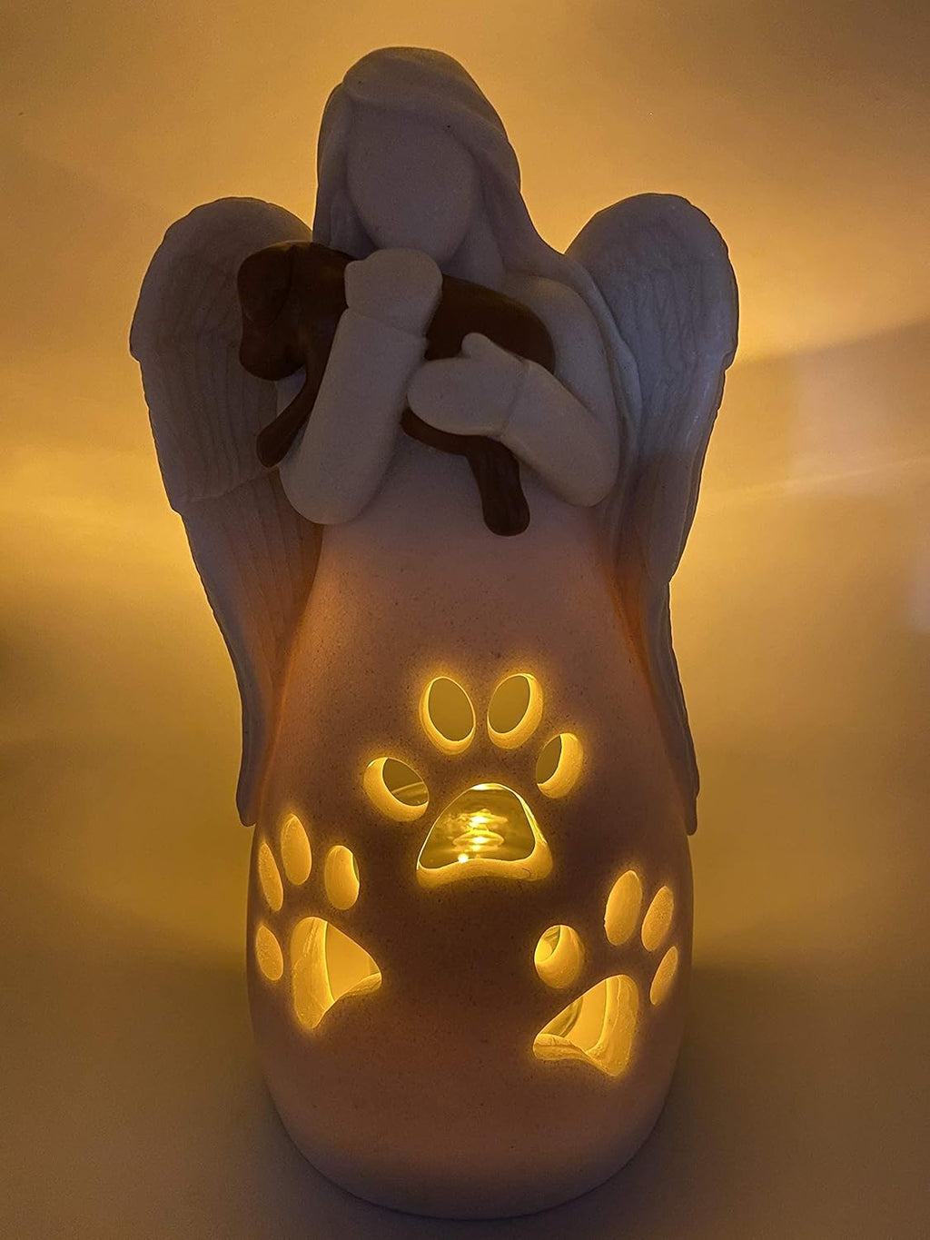 OakiWay Dog Memorial Gifts - Angel Candle Holder Statue with Flickering LED Light | Pet Loss Sympathy Gift