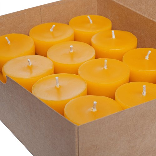 Serenibee 100% Pure Beeswax Tea Lights Candles Bulk Refills (30) in Reusable Cotton Bag Eco Friendly Gift Set Fragrance Free and Non Toxic Bee Product