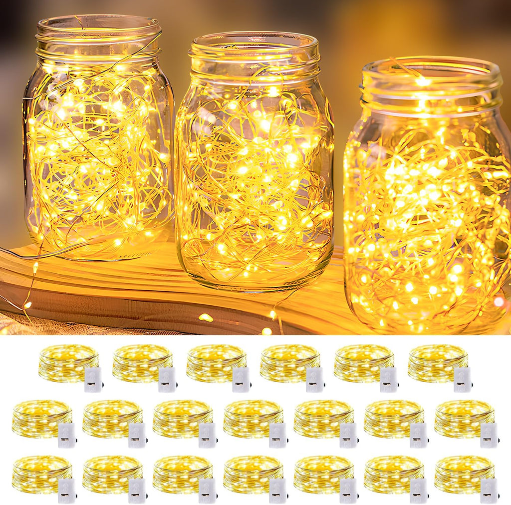 Skiennix 20 Pack LED Fairy Lights - Battery Operated, Waterproof Mini Twinkle String Lights | 7FT Warm White for Weddings & Parties