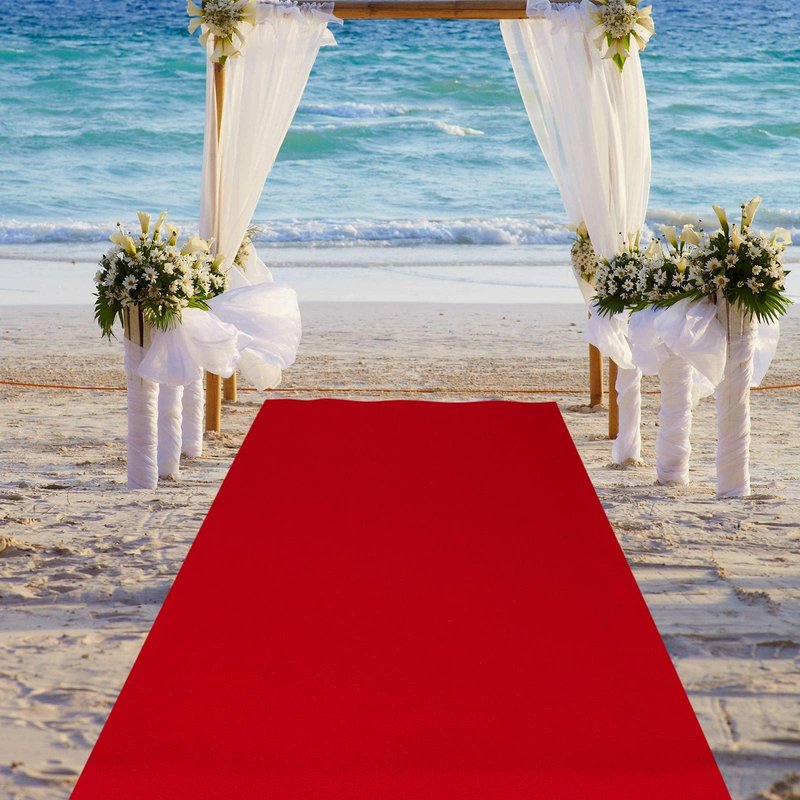 Boao 20 x 2.3 ft Neoprene Carpet Runner Reusable Plastic Floor Runner Non Slip Rubber Backed Rugs for Hallway Aisle Carpet Roll for Wedding Party Decor Prom Business Outdoor(Red)
