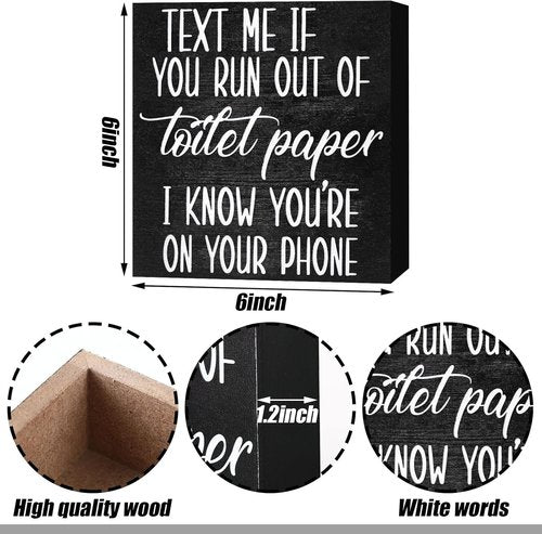 Jetec Farmhouse Bathroom Signs Decor - Funny Rustic Wooden Plaque Wall Art | Please Seat Yourself, Black