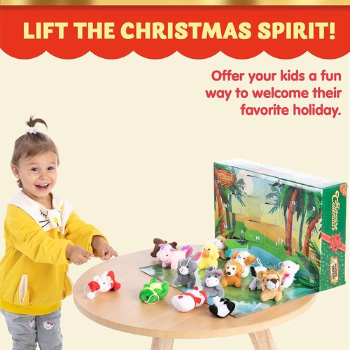 JOYIN Christmas Advent Calendar - 24 Days Countdown with Mini Animal Plush Toys for Kids | Perfect Holiday Gift