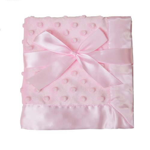 American Baby Company Heavenly Soft Chenille Security Blanket - 14" x 14", Minky Dot & Satin, Pink for All Kids