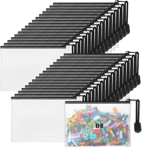 Jetec 32 Pcs Mesh Zipper Bags - Waterproof Reusable Storage Pouches for Toys & Organizers | Black, 5.1 x 4.1 Inch