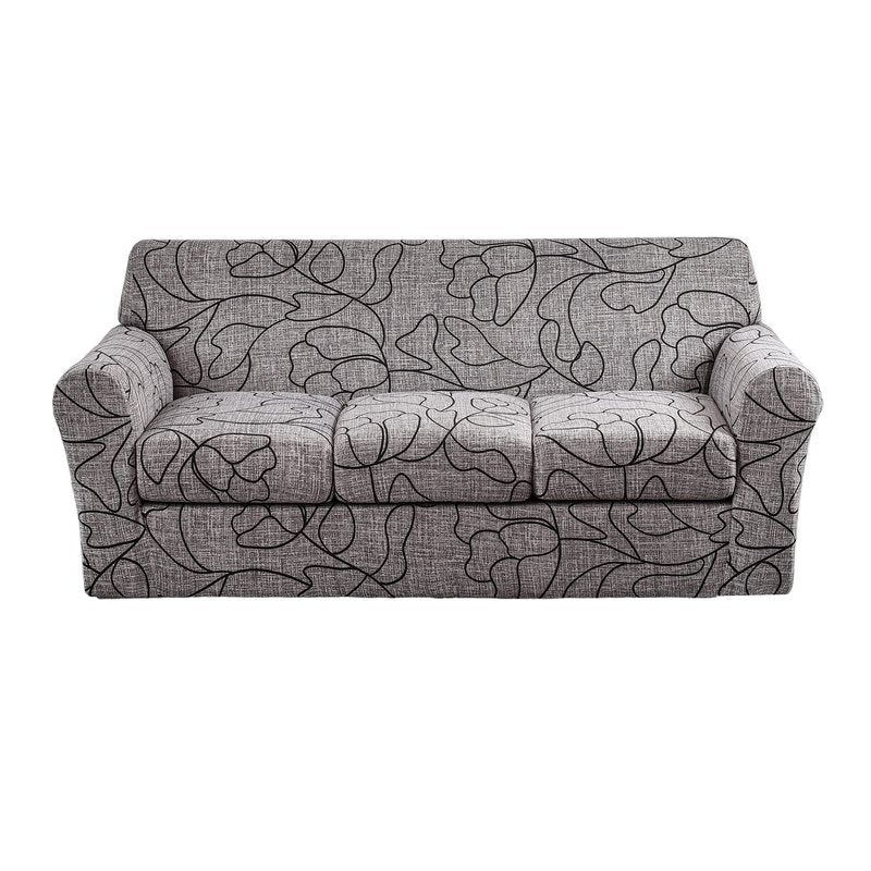 KRFOONN 4 Piece Stretch Sofa Couch Covers for 3 Cushion Couches Printed Sofa Slipcover with 3 Separate Seat Cushion Covers Washable Sofa Slip Covers Furniture Protector for Pets Kids (Large, 25)