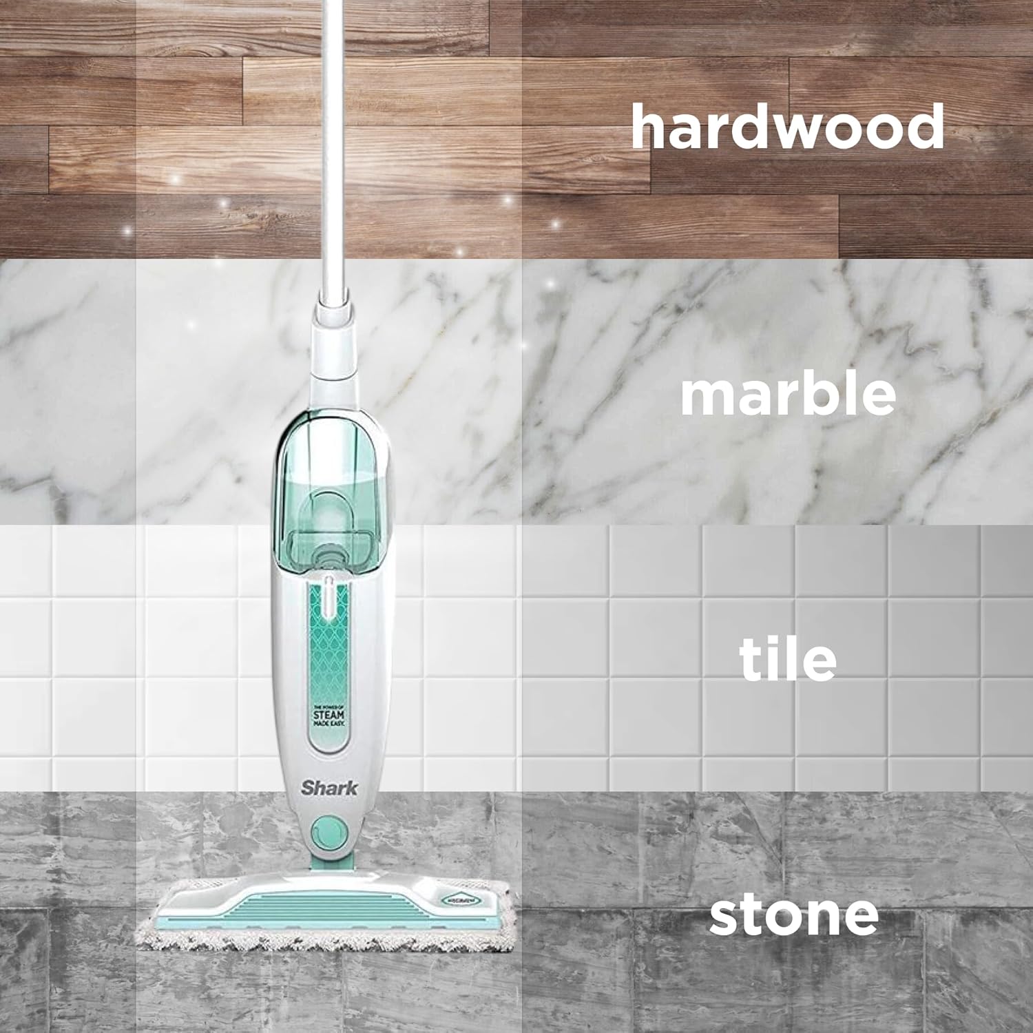 Shark Steam Mop | Hard Floor Cleaner with XL Removable Water Tank & 18-Foot Power Cord - White