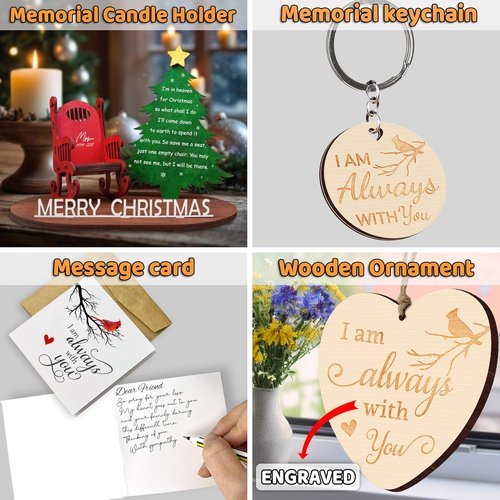 Memory Christmas in Heaven Wooden Candle Holder - Memorial Ornament & Bereavement Gift for Loved Ones