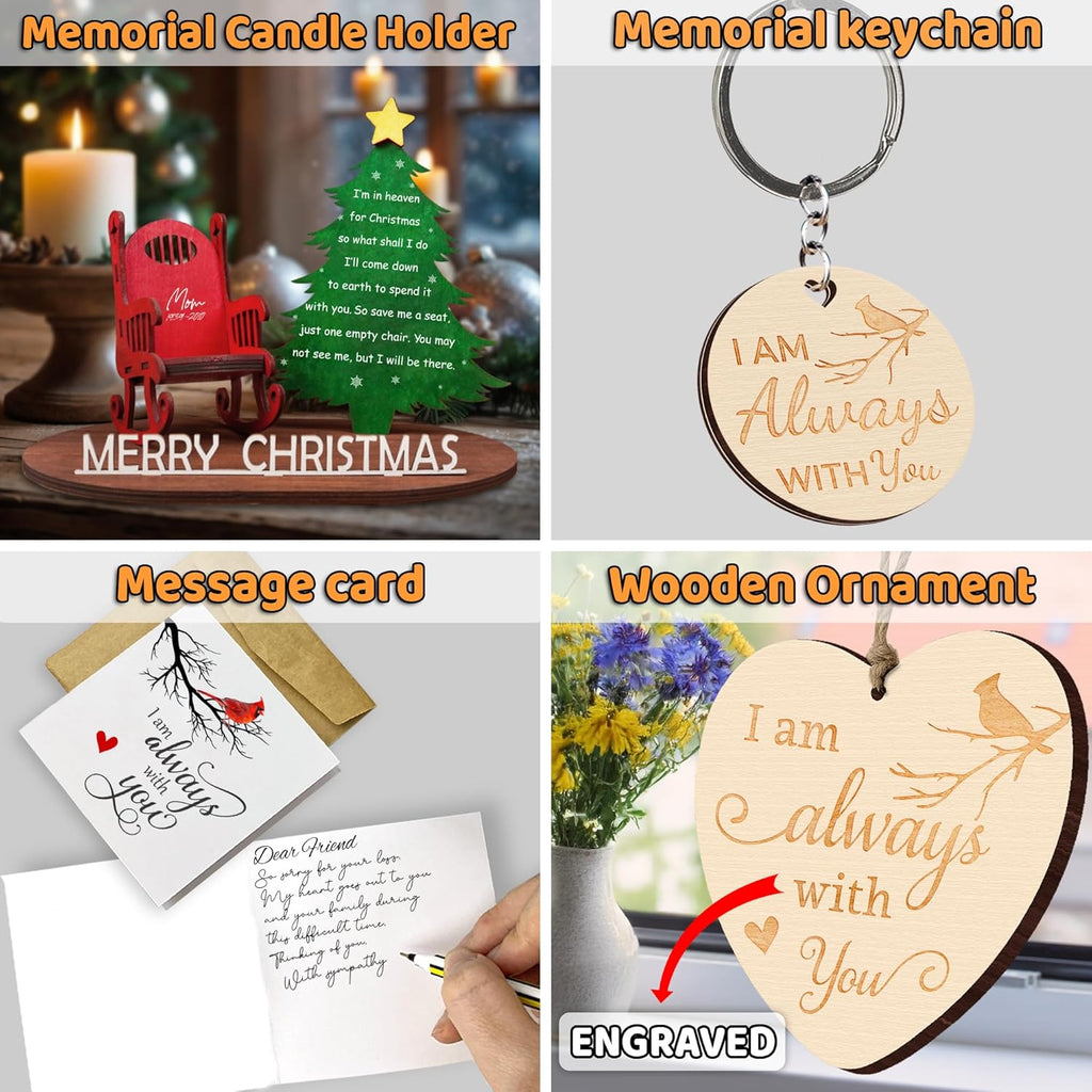 Skiennix Memory Candle Holder - Wooden Christmas Ornament for Loved Ones | Bereavement Gift FF624