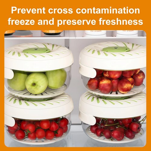 onaner 2 Pcs Multipurpose Fruit Strainer Container with Lid & Ice Tray,Collapsible Handle 2-in-1 Fruit Cleaner Bowl for Kitchen Picnic,and Food Storage,Suitable for Wash Berry,Vegetables