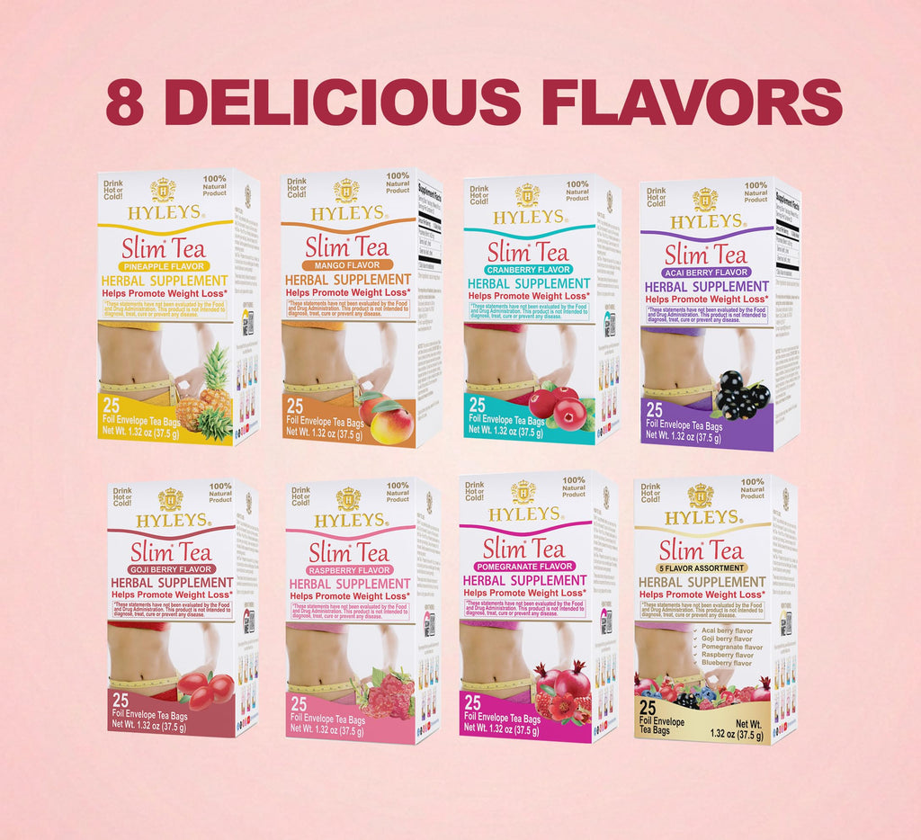 HYLEYS Slim Tea 9 Flavor Assortment 100 Ct - Weight Loss Herbal Supplement Cleanse and Detox - 100 Tea Bags (1 Pack) - Herbal Tea Variety Pack