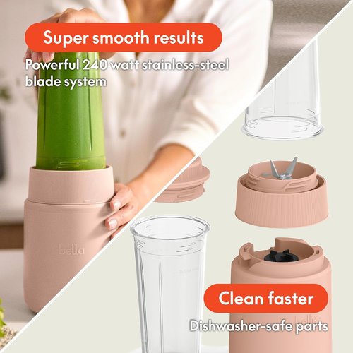 Bella Portable Rocket Blender - 6 Pcs Juicer & Smoothie Maker | BPA-Free, 240W Motor, Stainless Steel Blade, Blossom