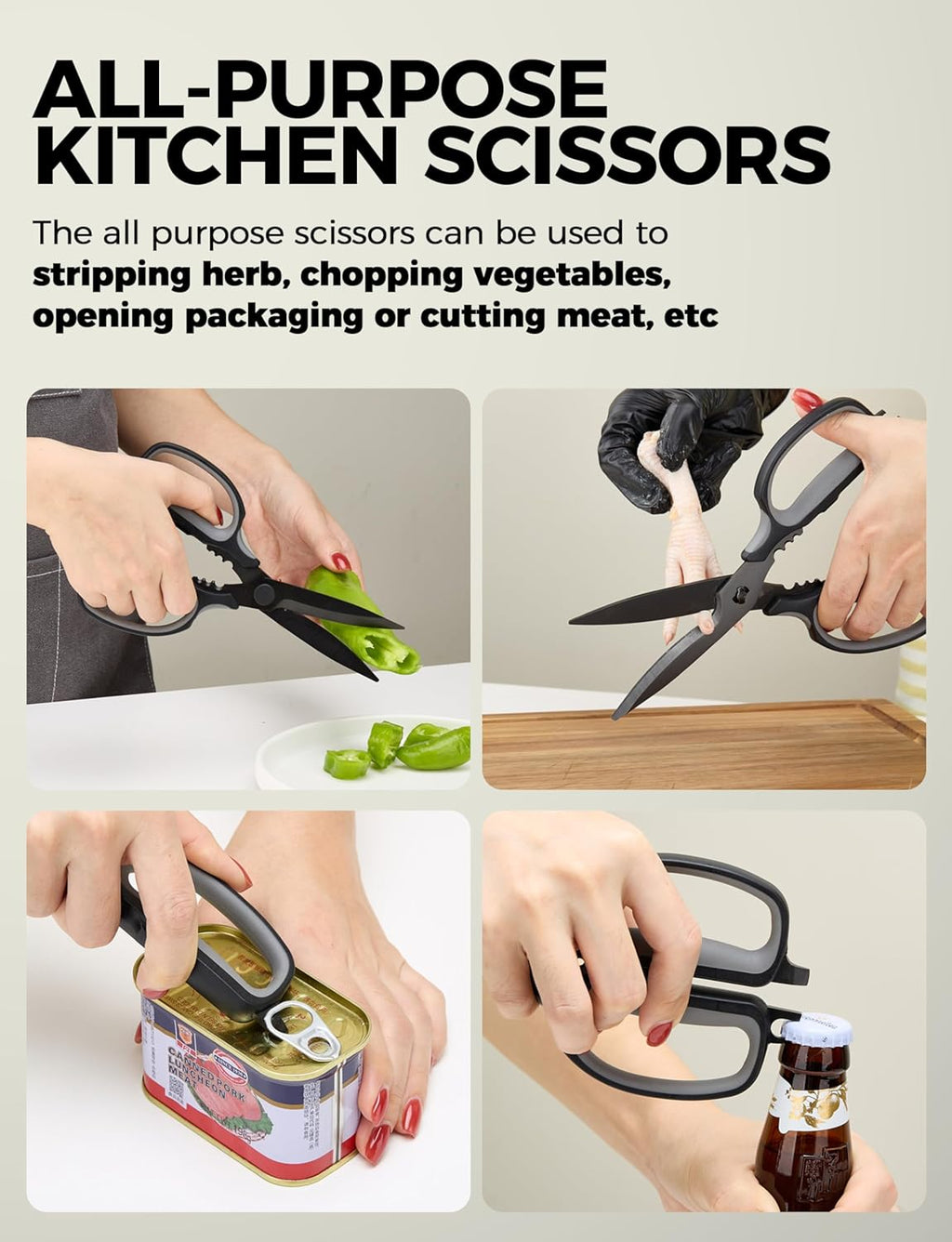 Skiennix Heavy Duty Kitchen Shears - All-Purpose Herb Scissors with Detachable Blades | Stainless Steel, Dishwasher Safe