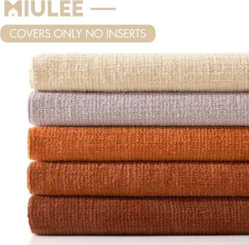 MIULEE Rust Couch Pillow Covers 22x22 Inch, Set of 2 Soft Chenille Decorative Square Throw Pillow Covers Farmhouse for Sofa Living Room Bed