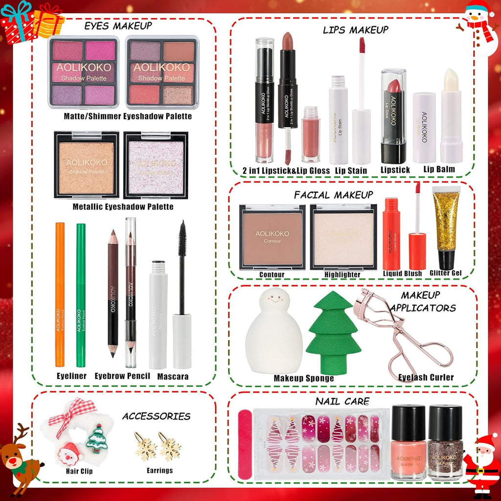Skiennix Makeup Advent Calendar 2025 - 24 Days of Full Makeup Kit for Women & Teen Girls