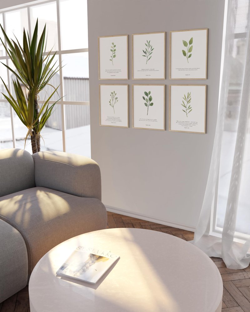 HAUS AND HUES Bible Verses Wall Decor – Set of 6 Christian Scripture Prints, Inspirational Bible Art, Bible Verse Wall Art, Religious Scripture Posters (Beige Frame, 8x10)