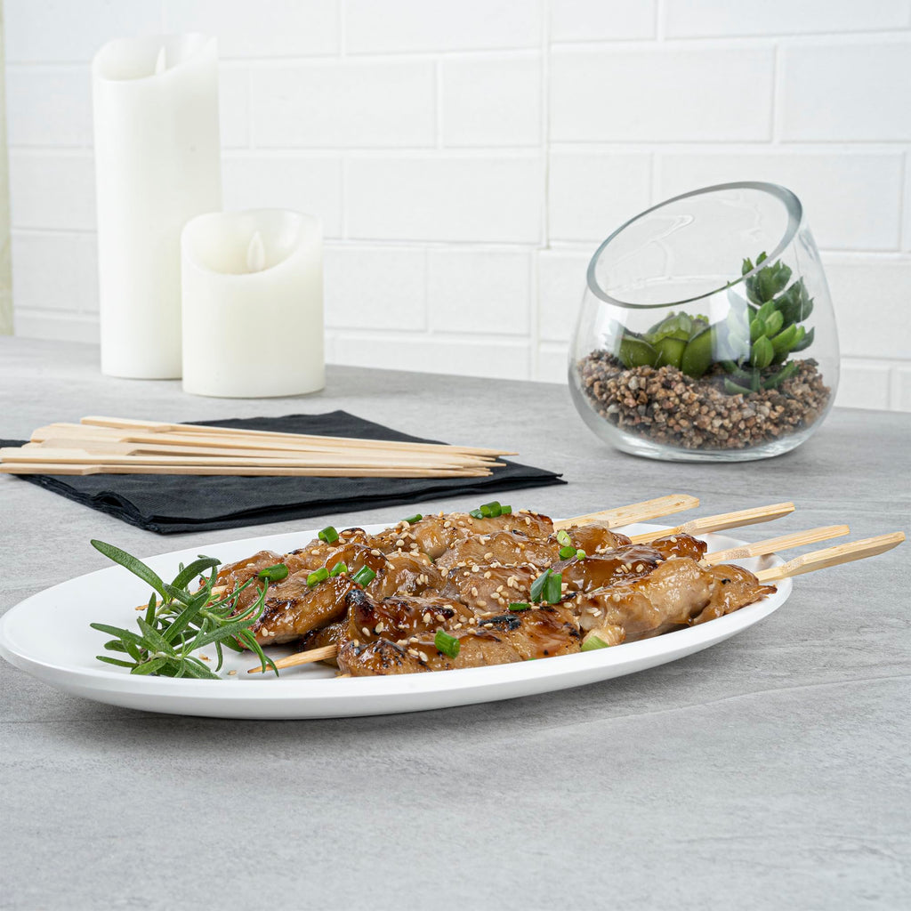 Restaurantware 8.3 Inch Paddle Bamboo Skewers 100 Sturdy Disposable Bamboo Food Picks - Sturdy Paddle Head Bamboo Appetizer Picks Sustainable For Serving Appetizers and Cocktail Garnishes