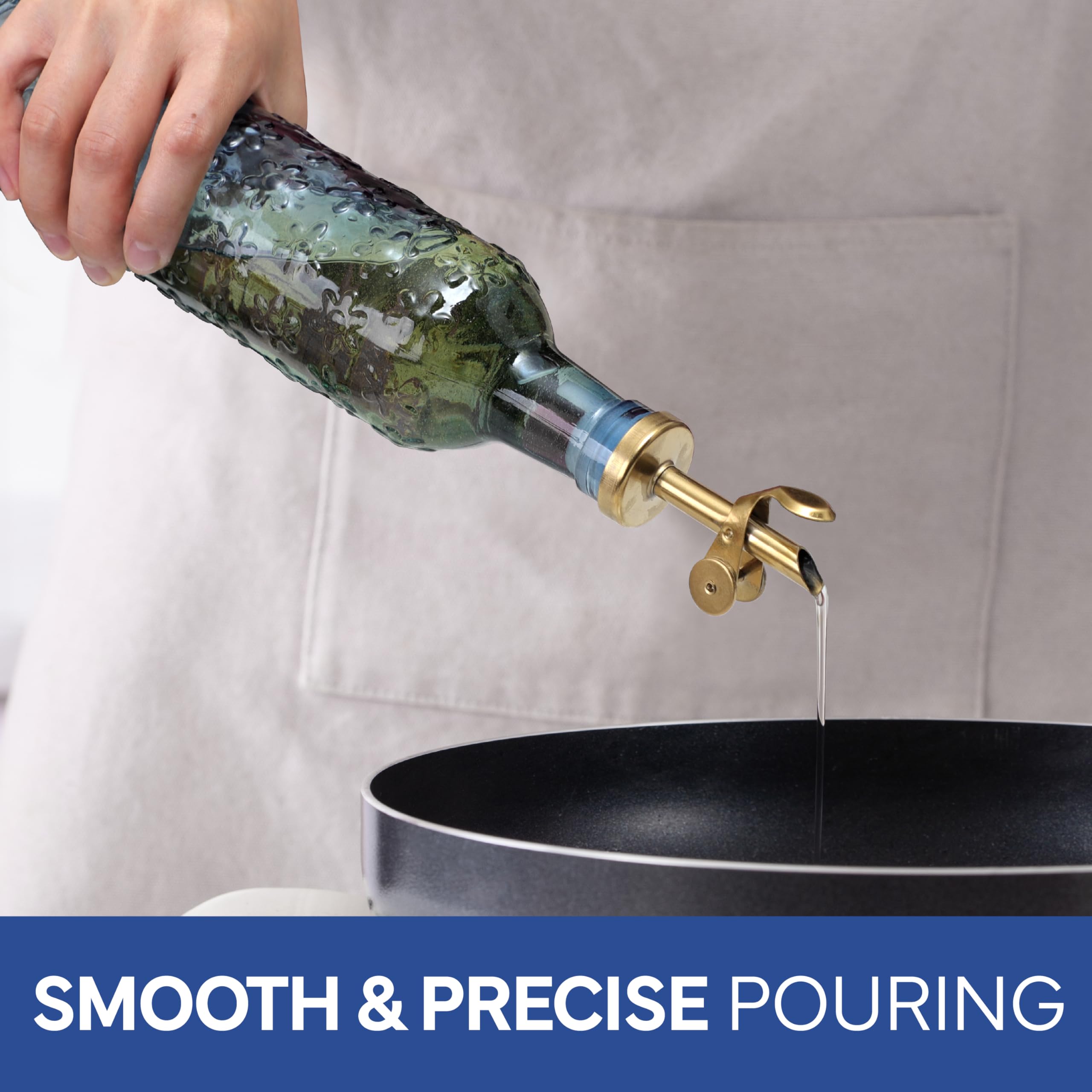 COOK WITH COLOR Glass Olive Oil Bottle Dispenser - 2 Pack- 17oz Oil and Vinegar Cruet - Olive Oil Carafe Decanter for Kitchen