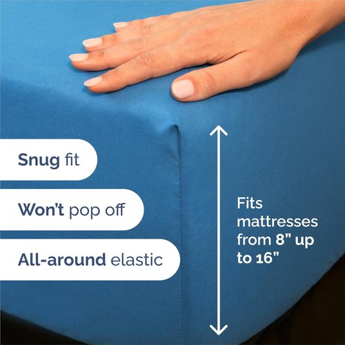King Size 4 Piece Sheet Set - Comfy Cooling Bed Sheets for Luxurious Sleep - Deep Pockets, Soft & Wrinkle-Free - Oeko-Tex Certified - Denim Blue