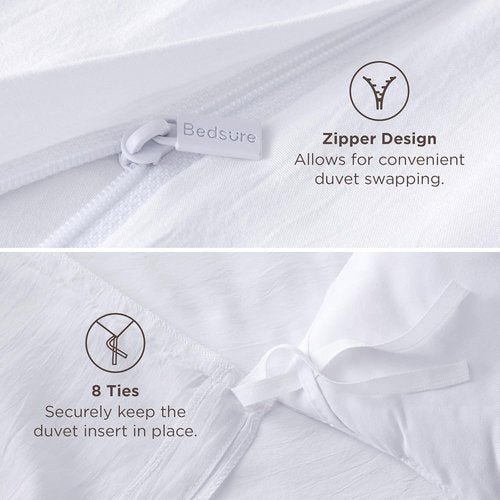 Bedsure Duvet Cover Set - Bright White Queen Size, Extra Soft 3-Piece Bedding with Zipper Closure & 2 Pillow Shams
