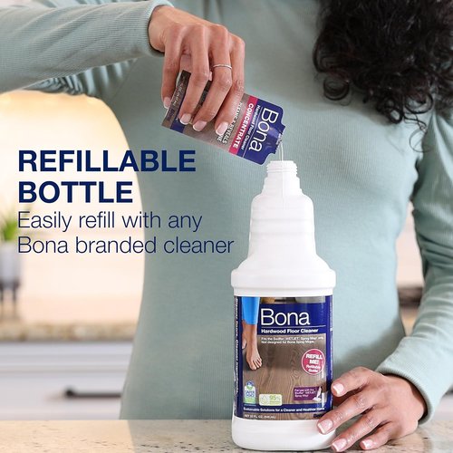 Bona Hardwood Floor Cleaner - 64 Fl Oz Bottle with Concentrate Refill for Swiffer WETJET