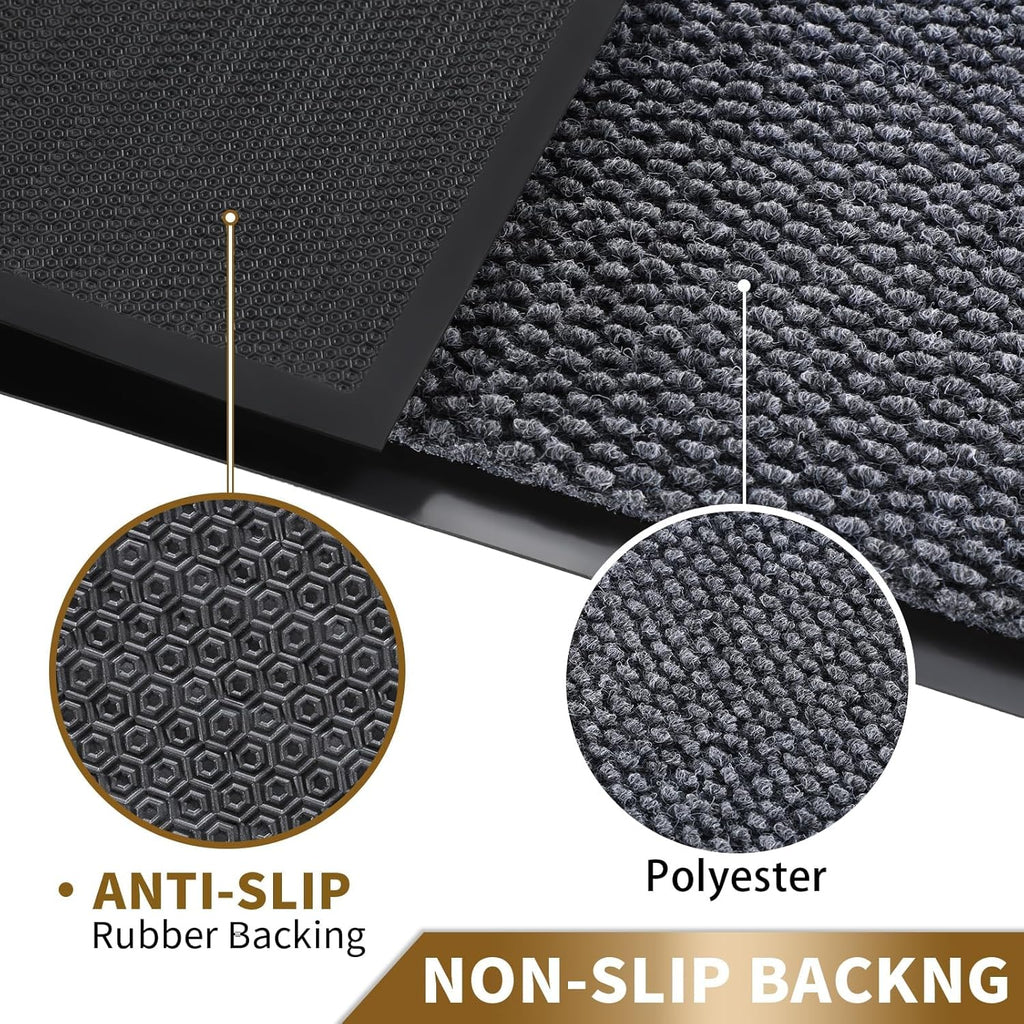 Yimobra Outdoor Indoor Doormat - 100% Waterproof, Stain & Fade Resistant | 36 x 17 Inches, Gray & White