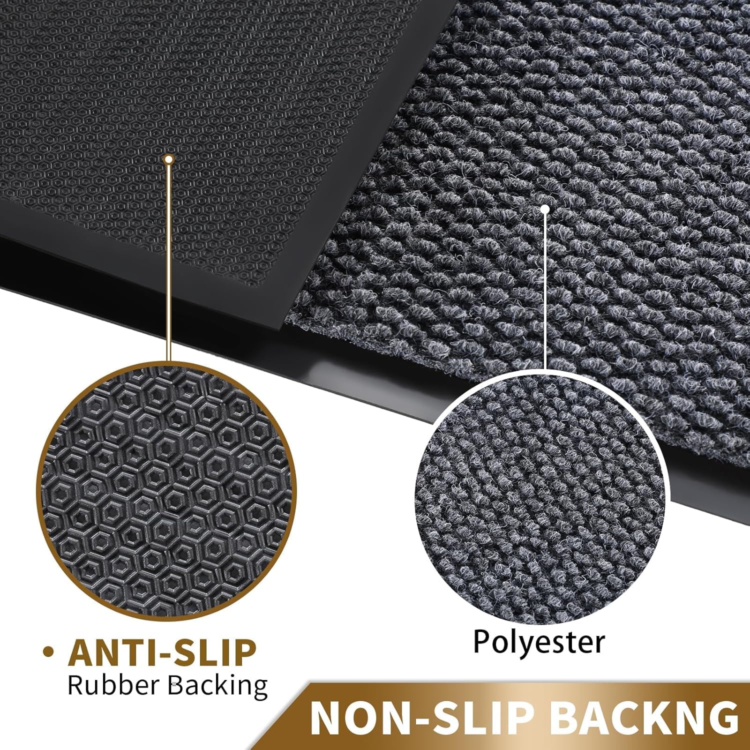 Yimobra Outdoor Indoor Doormat - 100% Waterproof, Stain & Fade Resistant | 36 x 17 Inches, Gray & White