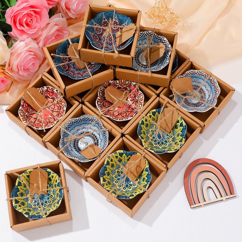 Yoande 24 Pcs Mexican Wedding Favors for Guests Bulk 3.3 Inches Small Ceramic Bowl Mexican Salsa Bowl Dipping Boho Pottery Dishes for Bridal Pooja Baby Shower Birthday Guest Gift Rustic Souvenirs