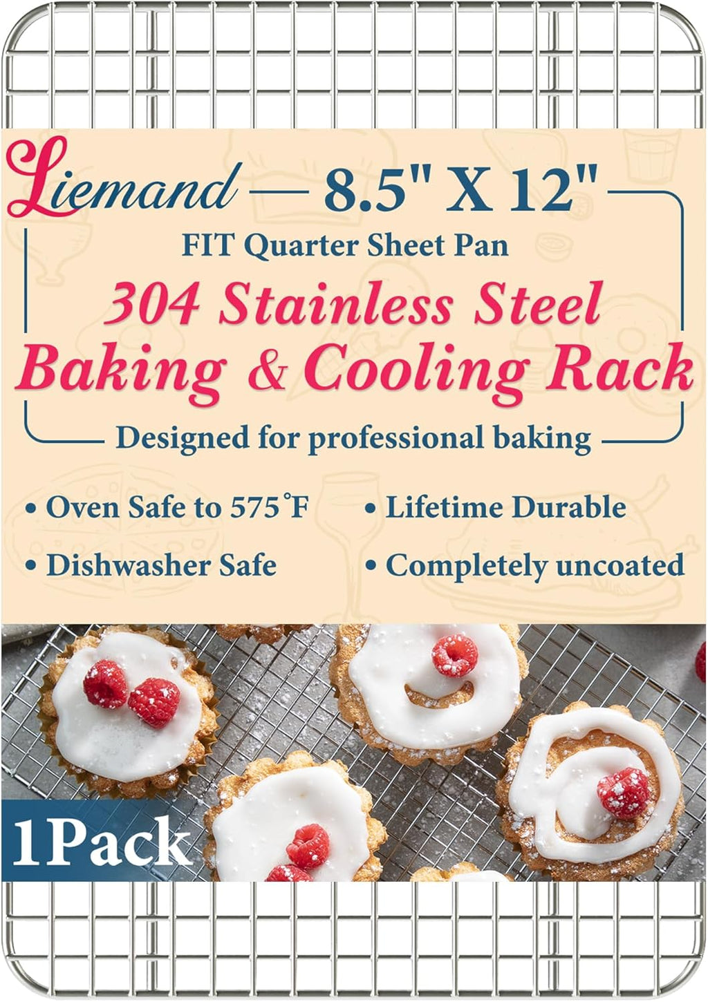 Premium Stainless Steel Cooling Racks by [Brand Name] - Heavy Duty 8.5"x12" Oven Safe Baking Rack for Roasting & Grilling