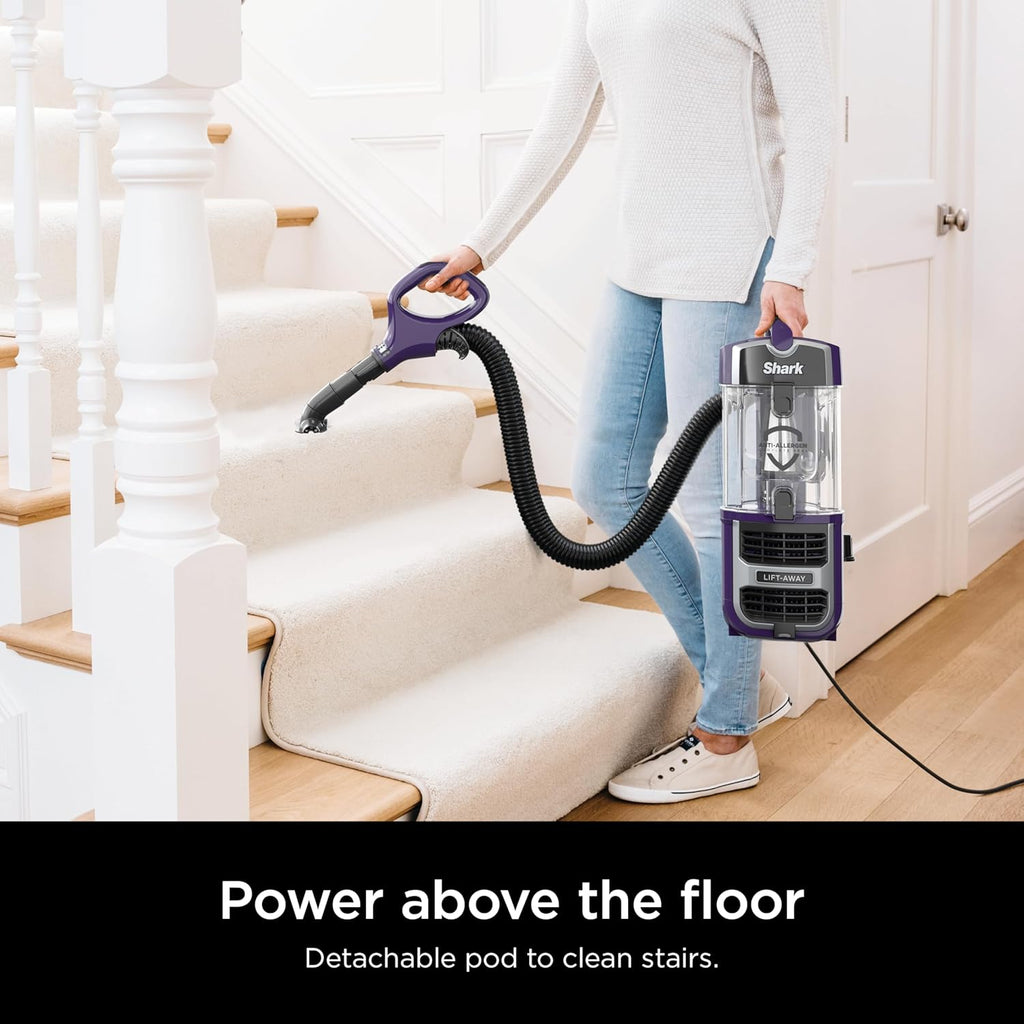 Shark Lift-Away Upright Vacuum - PowerFins & Self-Cleaning Brushroll | Anti-Allergen Technology, Eggplant