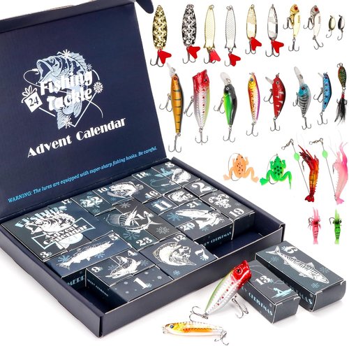 Fishing Advent Calendar 2026 - 24 Days of Unique Fishing Gifts for Men & Teens | Tackle & Lures Set