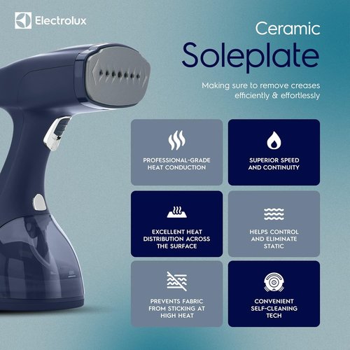 Electrolux Portable Handheld Clothes Steamer - LX15003 Wrinkle Remover with Lint Brush & Fabric Brush | Blue
