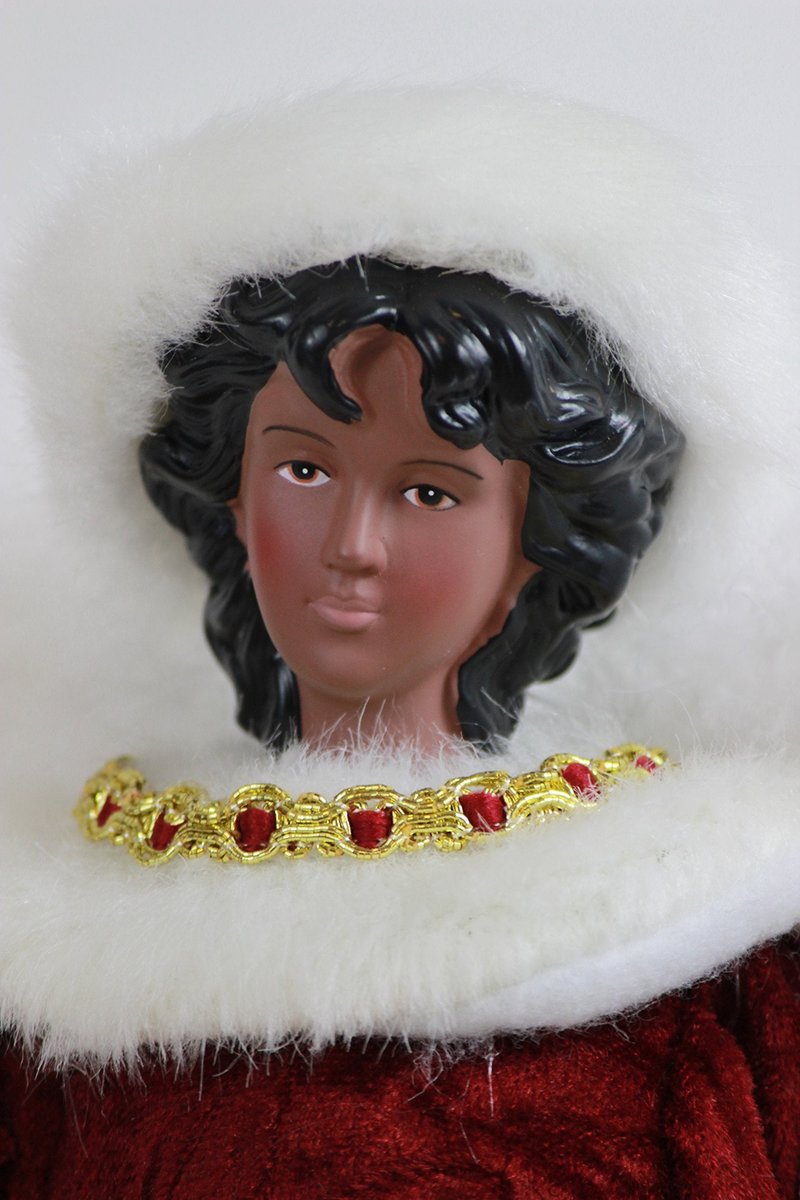 Windy Hill Collection 14" Inch Standing Red Floral African American Black Angel Christmas Tree Topper or Table Top 414570A