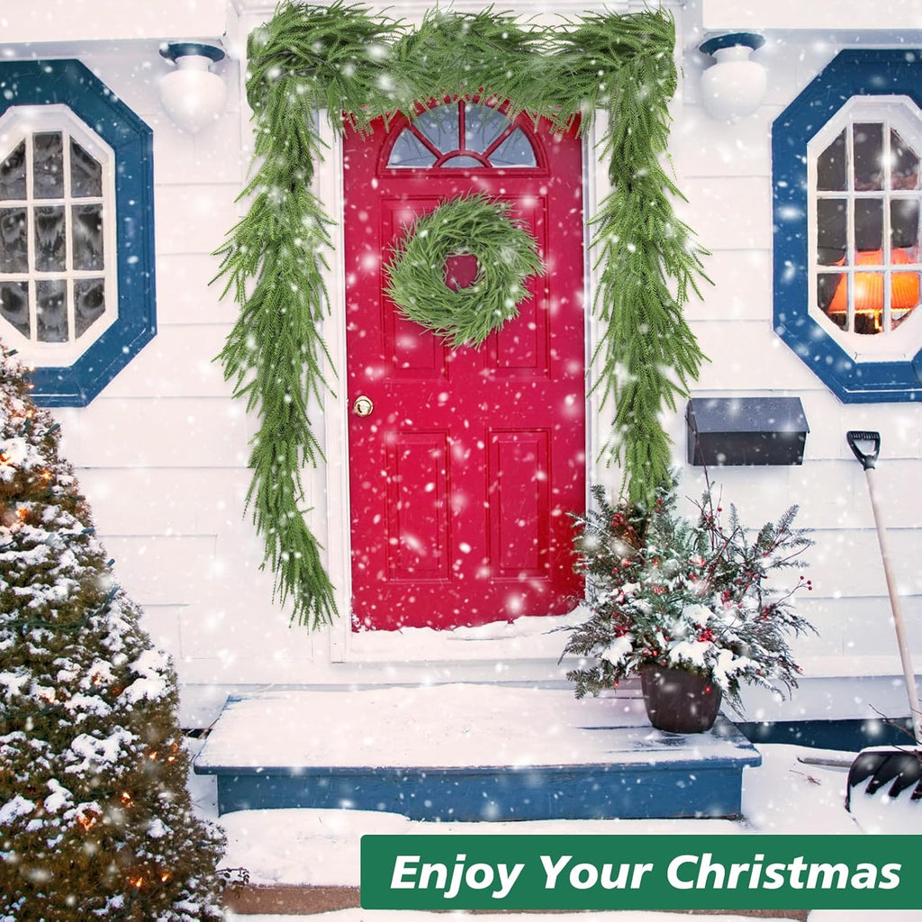 Norfolk Pine Garland - 9 Ft Realistic Faux Pine for Holiday Decor | Perfect for Mantle, Wall & Table