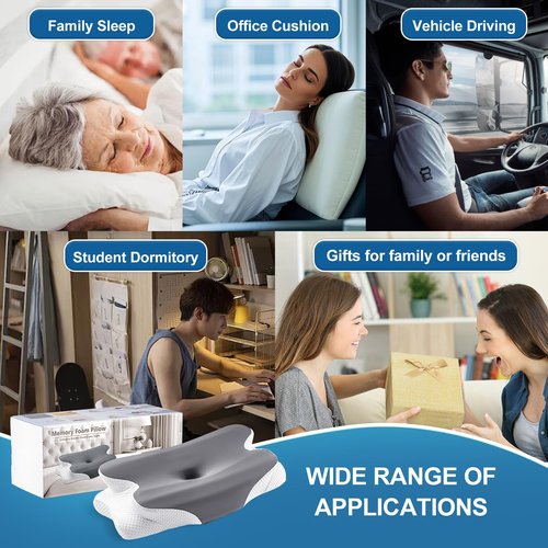Cervical Pillow for Neck and Shoulder Relief, Cooling Memory Foam Pillow for Sleeping, Ergonomic Neck Support Pillow Contour Bed Pillow for Back Side Stomach Sleepers with Pillowcase