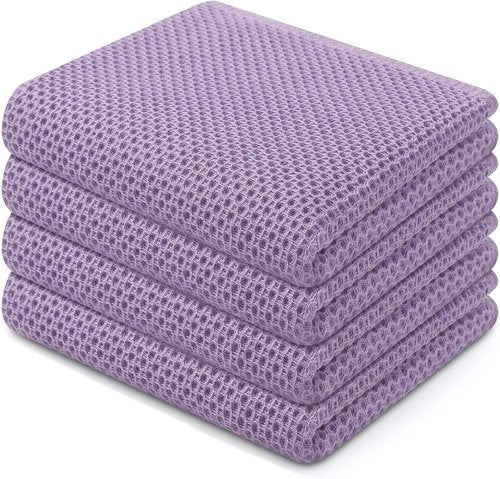 Homaxy Kitchen Dish Towels - Ultra Soft 100% Cotton Waffle Weave, Quick Drying, 13 x 28 Inches, 4-Pack, Lavender