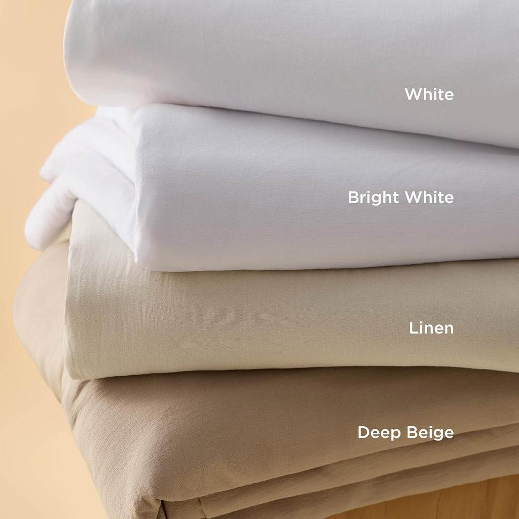 Bedsure King Size Duvet Cover Set - Extra Soft Prewashed Cotton-Like Bedding in Light Brown, 3 Pieces