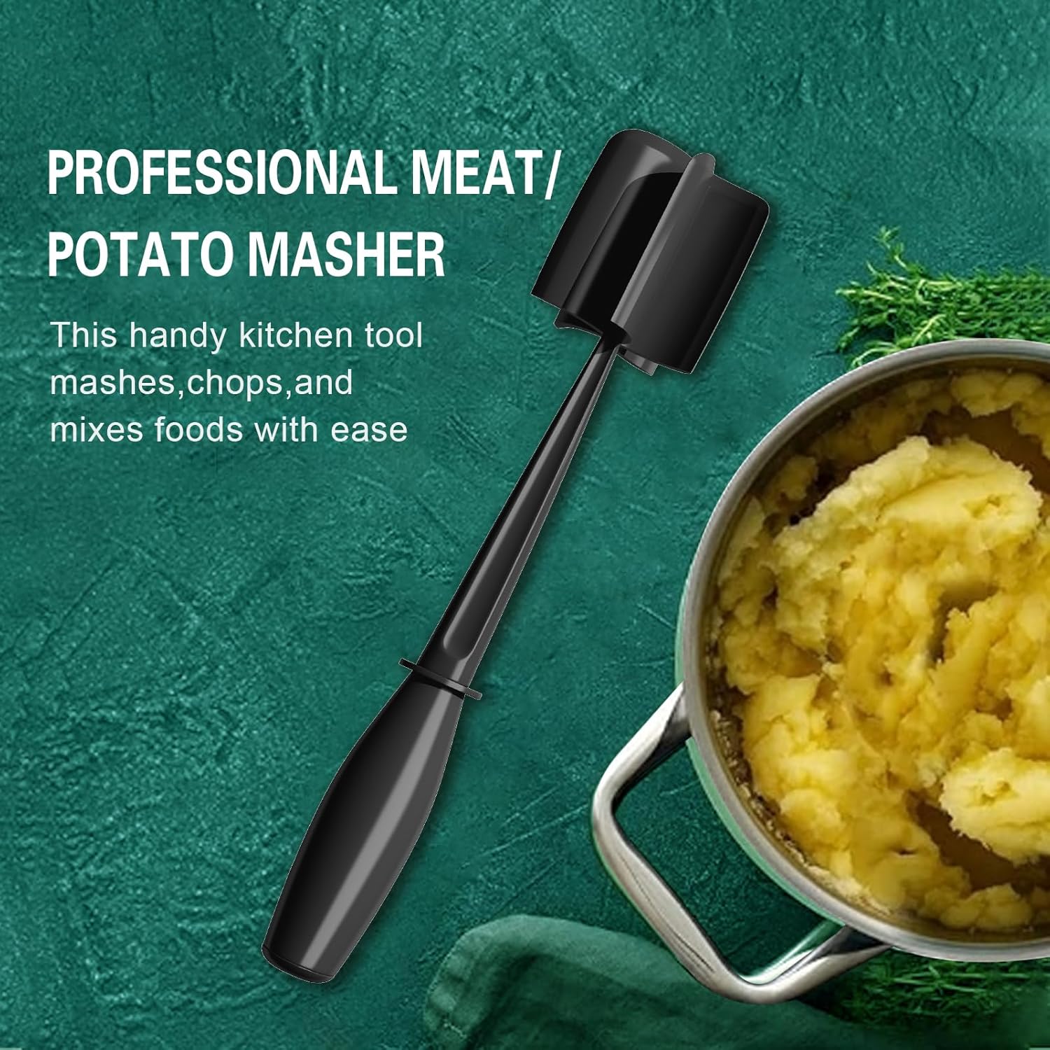 Skiennix Meat Chopper - 5 Curve Blades Ground Beef Smasher Tool | Heat Resistant Nylon Utensil