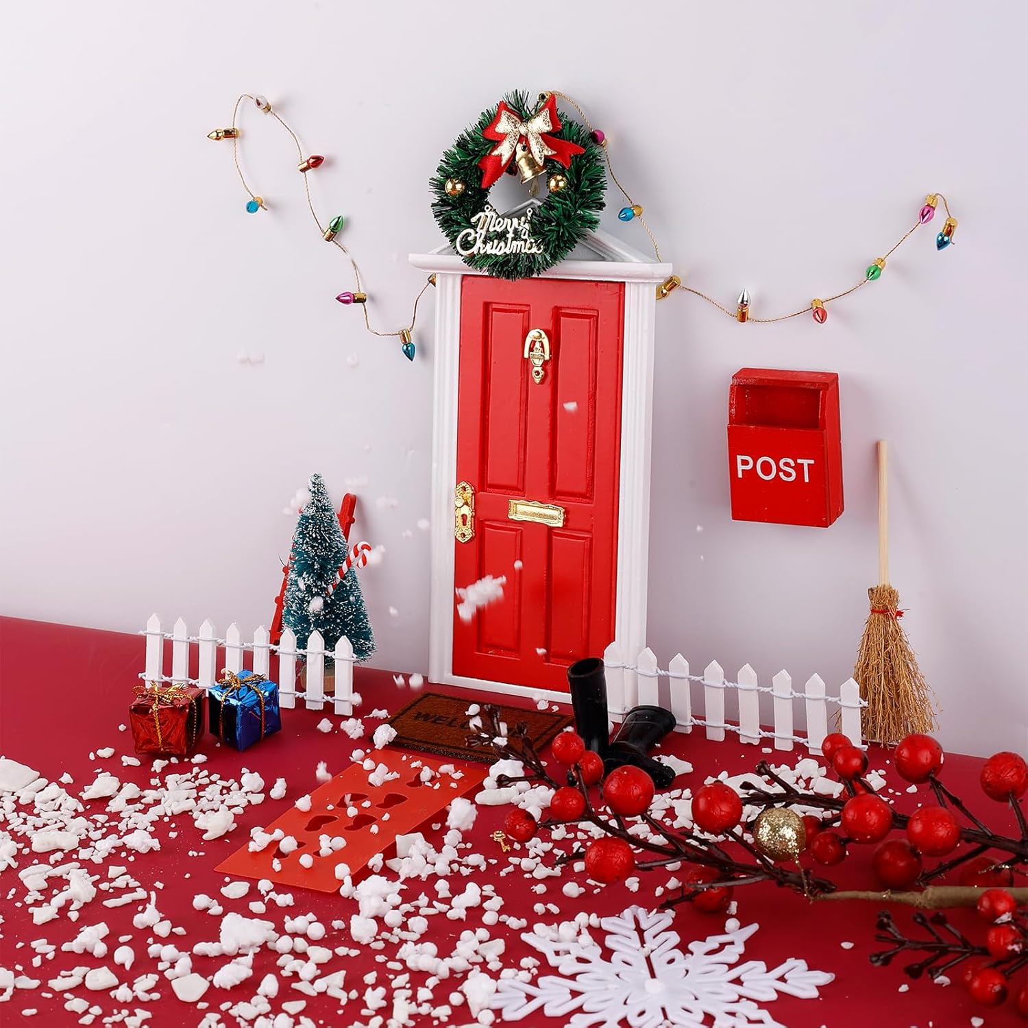 Skiennix Christmas Fairy & Elf Door - Enchanting Miniature Accessories for DIY Holiday Decor