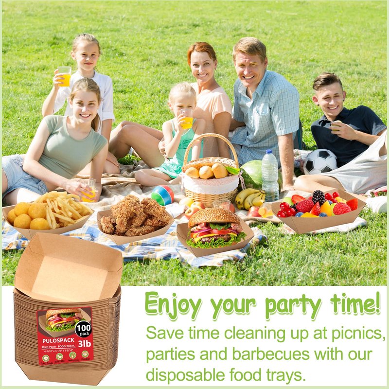 250 Pack 3lb Heavy Duty Kraft Leak Proof Paper Food Boats Disposable Nacho Trays Extra Large Food Serving Holder for Chips, Hot Dogs, Popcorn, Snacks, BBQ, Party, Picnic, Wedding (250)