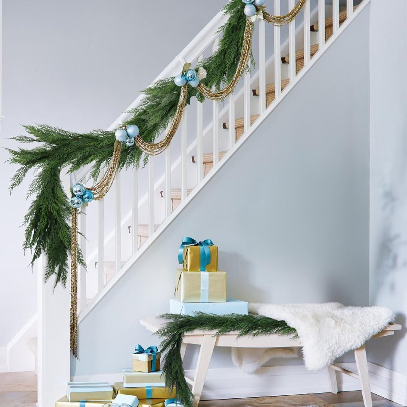 MDSTBN 6ft Christmas Garland Realistic Extra Full Cedar Faux Cedar for Mantle Stairs Home Fireplace Wall Indoor Outdoor Holiday Party Decoration