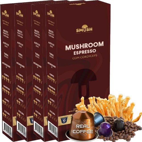 SMUSH - Mushroom Espresso Pods Compatible with Nespresso Original Machines | Enriched coffee with mushroom, Energy & Focus (Pack of 40-Count, Mind - Cordyceps)