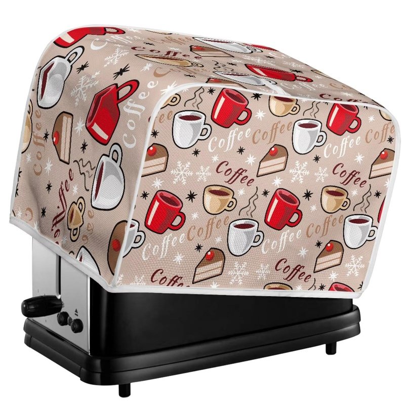 Pzuqiu Coffee Cake Print Kitchen Toaster Cover Dustproof Fingerprint Protection Bread Maker Broiler Accessories Anti-sputterinf Greasy Protection Women Gift