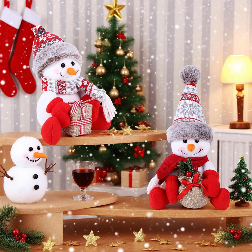 Skiennix Christmas Snowman Decorations - 2 Pack Indoor Ornaments for Holiday Home Decor | Gift-Ready Dolls